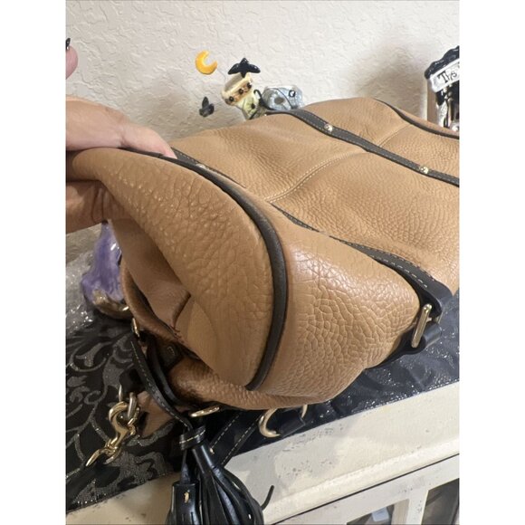 Dooney and Bourke Brown Pebble Grain Floretine Leather Large Satchel Handbag - Picture 8 of 16